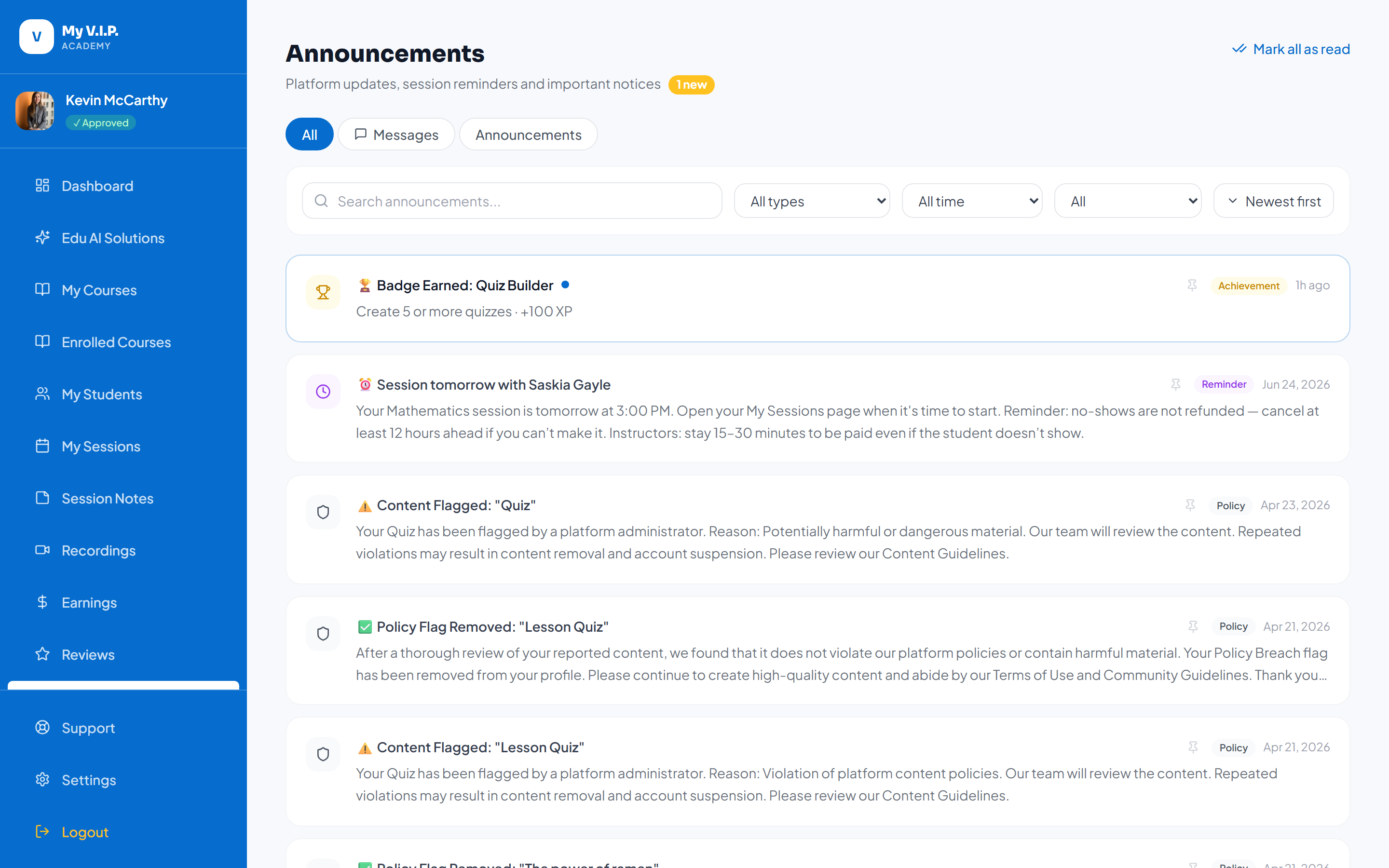 Announcements