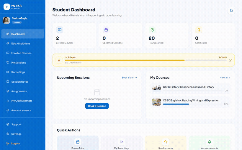 Opening Book a Tutor from your dashboard