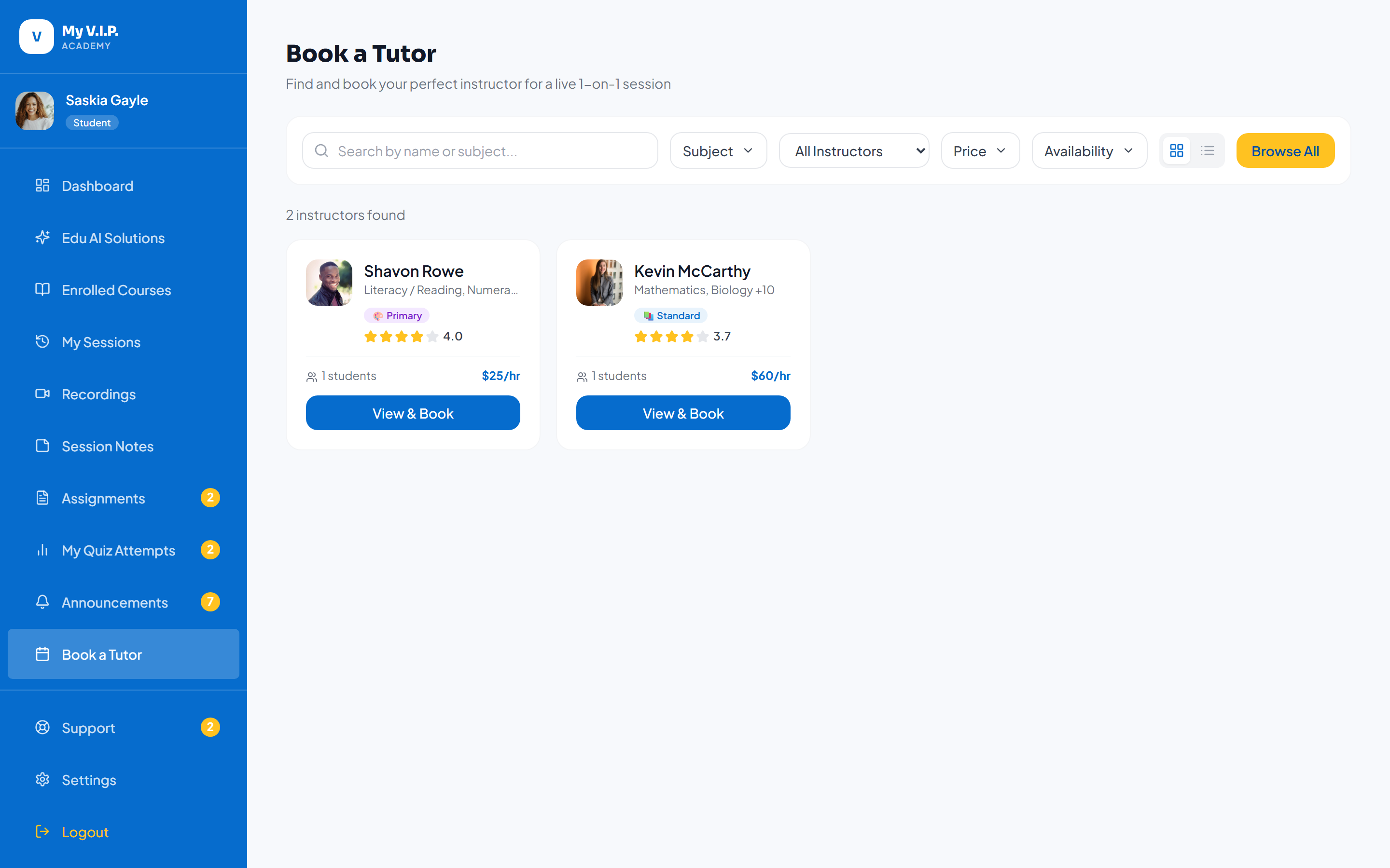Booking a Session
