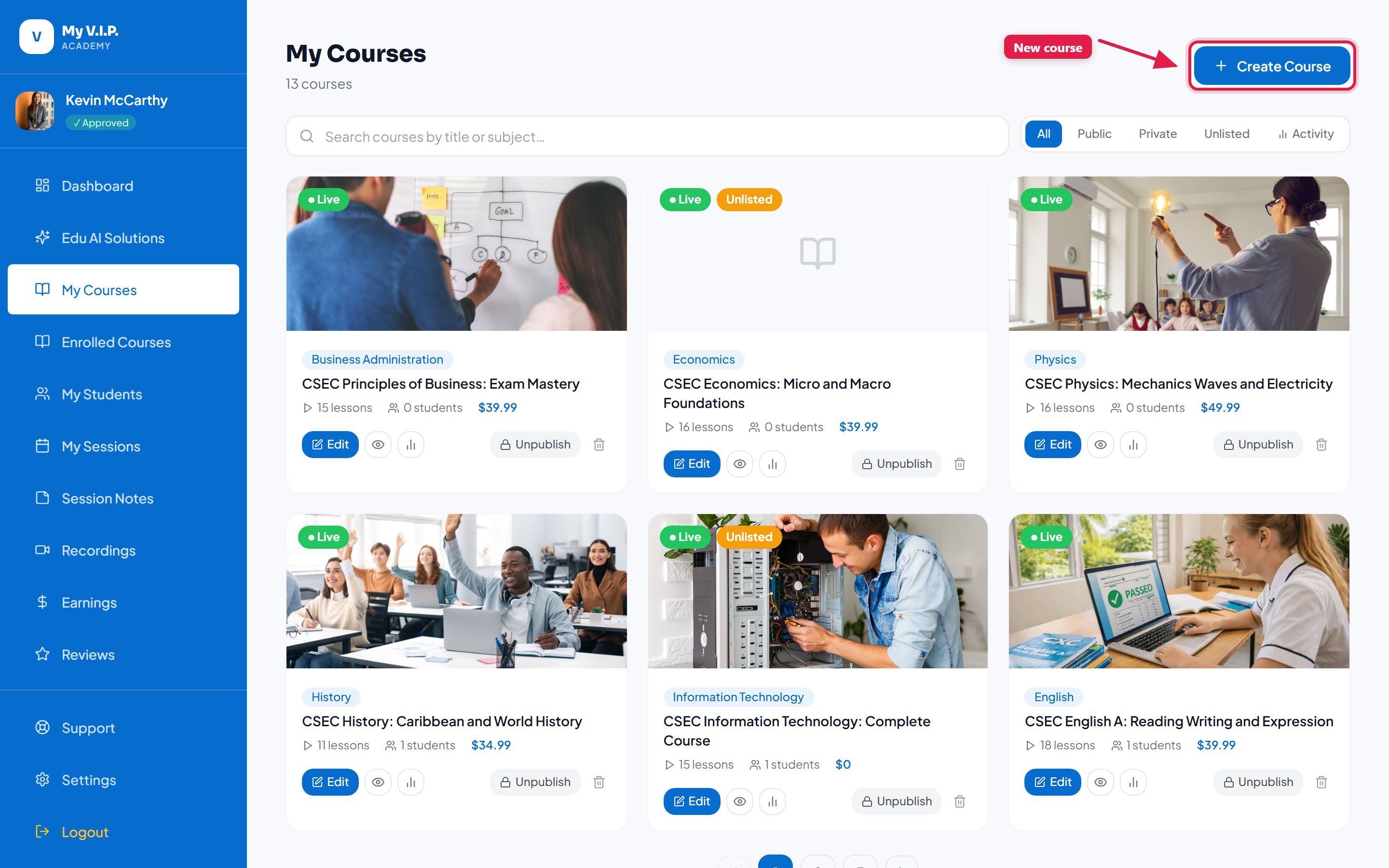 Creating a Course