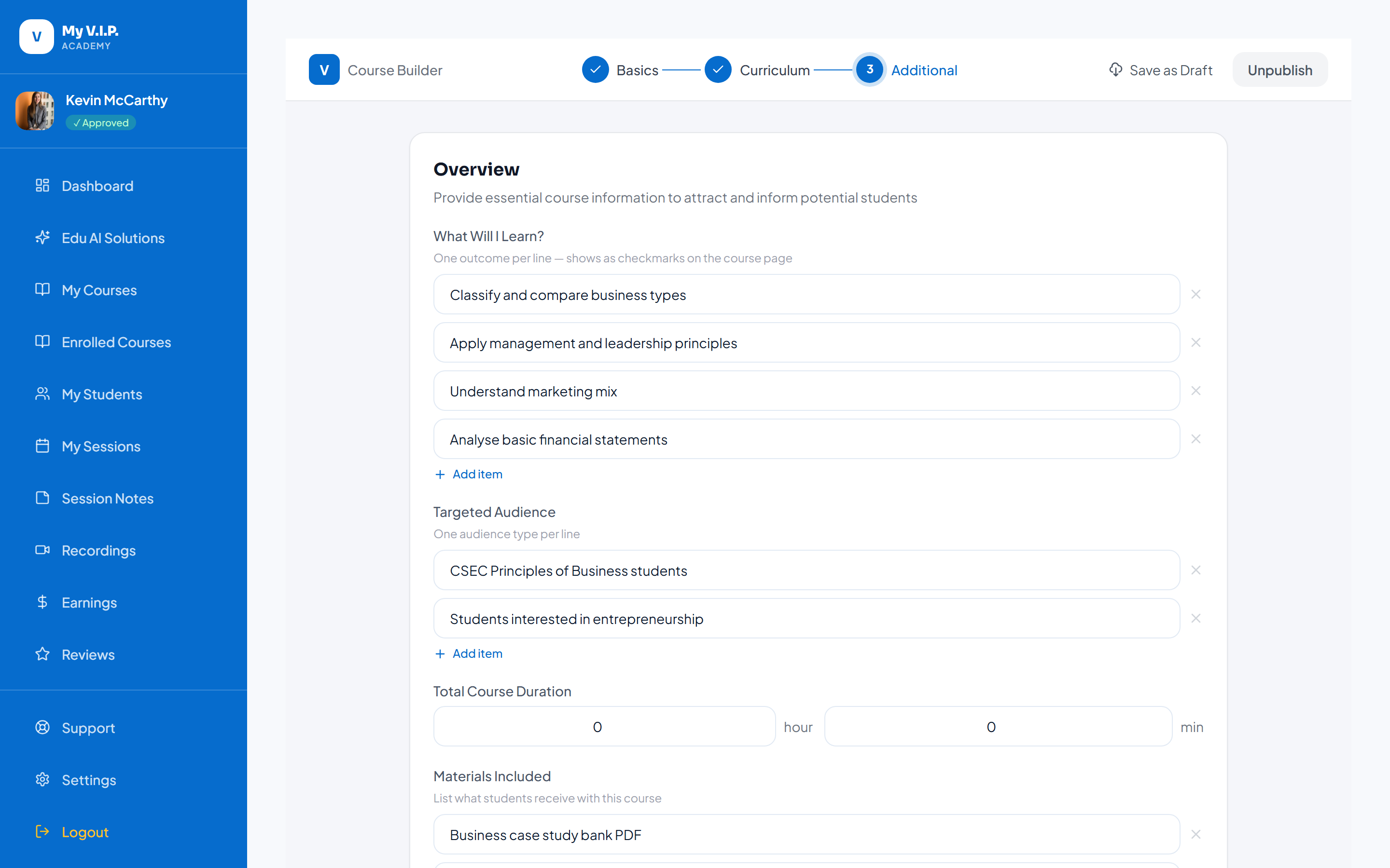 Publishing Your Course