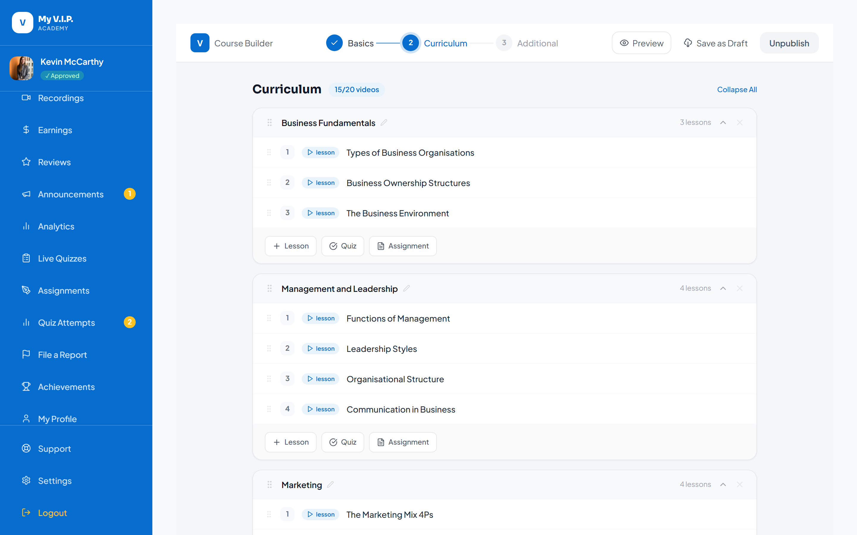 Adding Quizzes