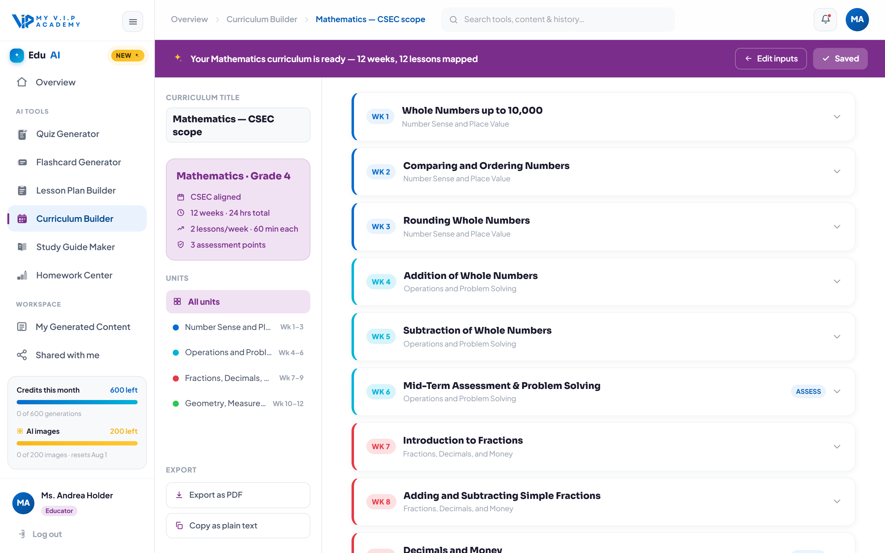 Managing Weeks