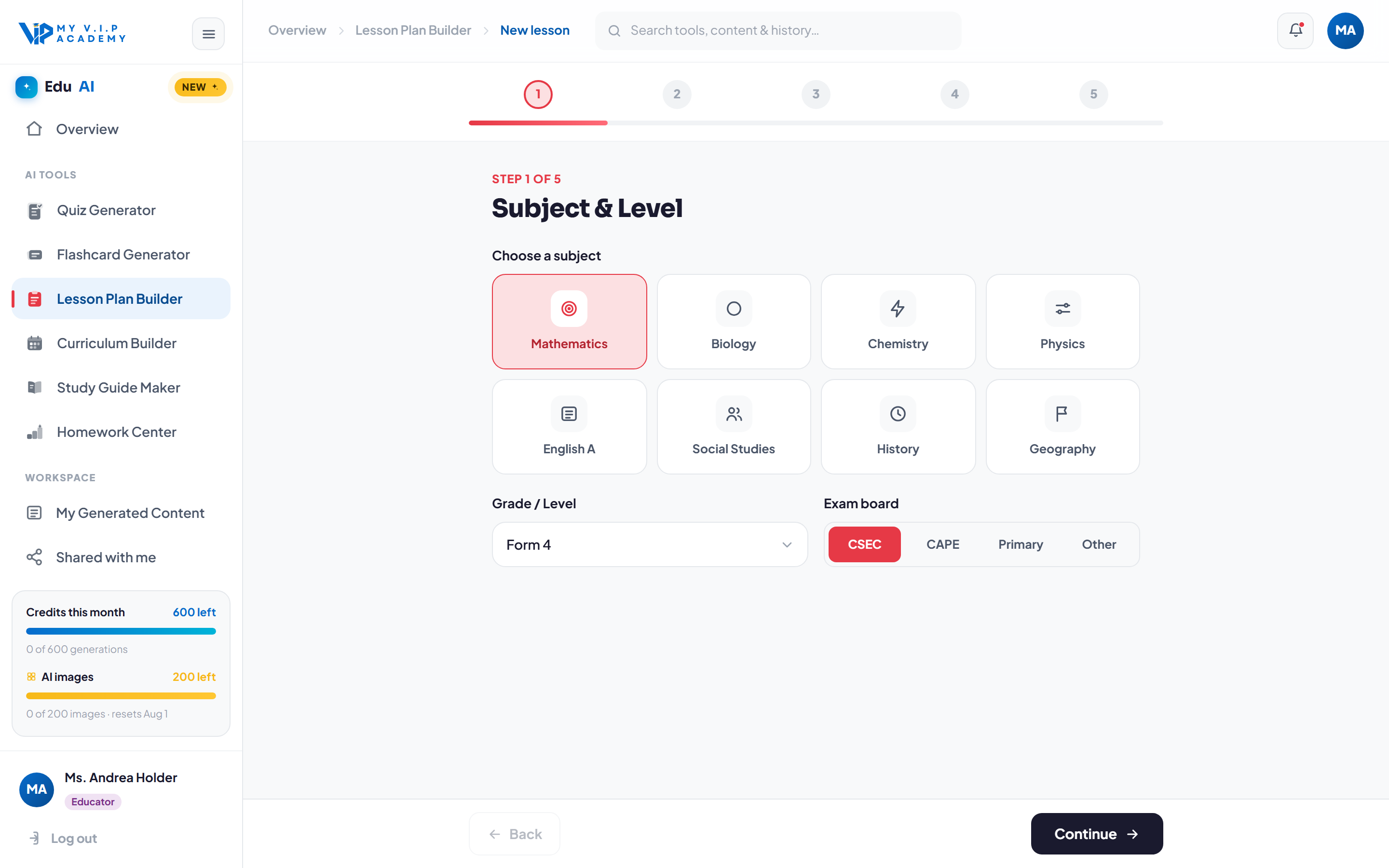 Lesson Plan Builder