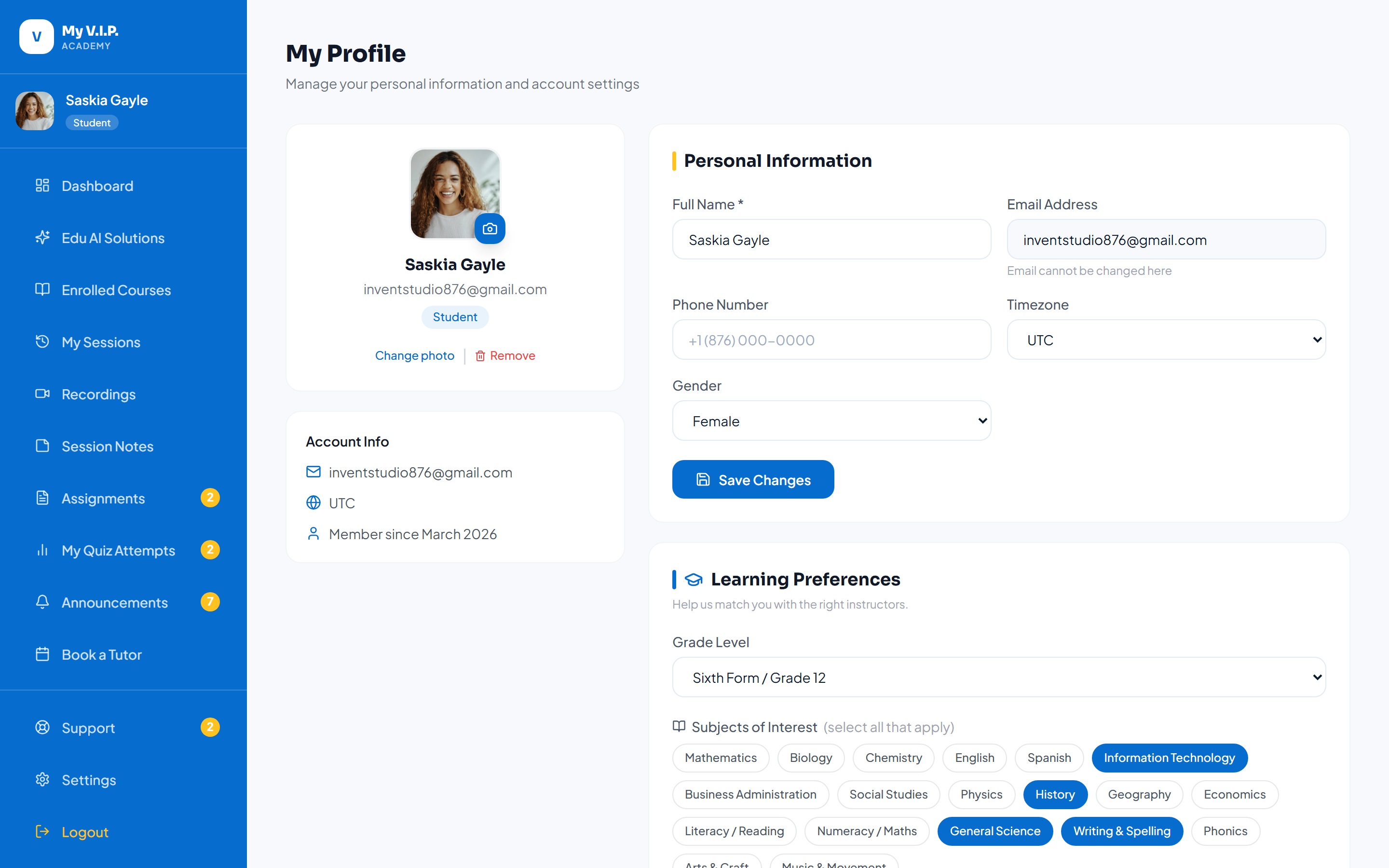 Profile & Settings